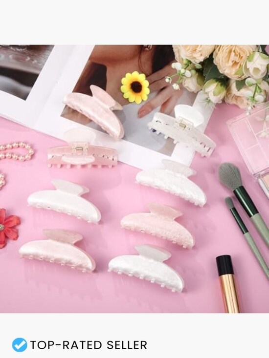 8-Pack Acrylic Hair Claw Clips Non-Slip Strong Hold for Thick Thin Hair
